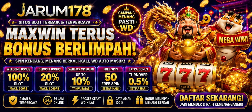 PALUMANIA winning streak banner — gold-red lion arena bonus, fast QRIS auto withdrawal